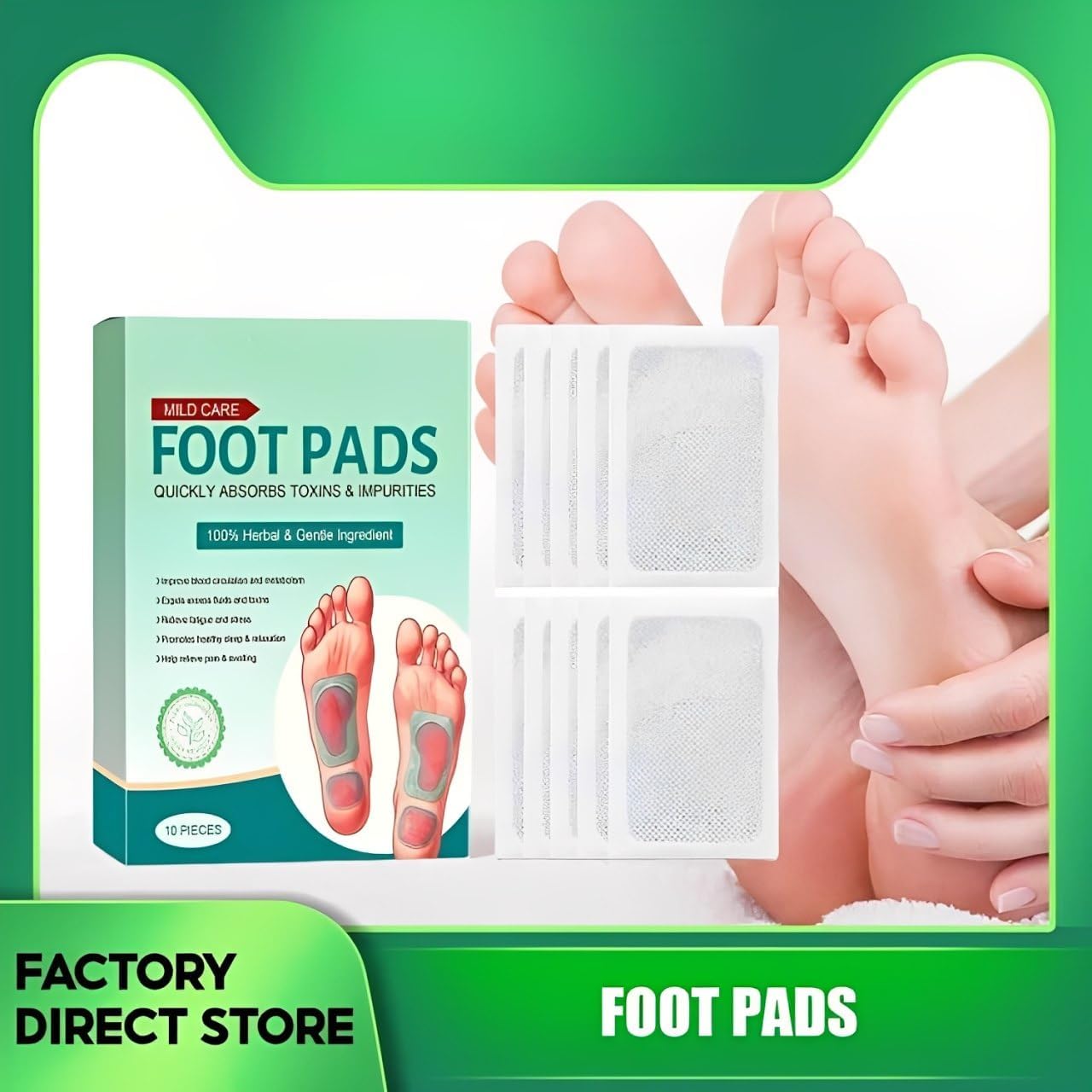 100% Herbal And Gentle Ingredient Detox Foot Pads, 20 Pieces