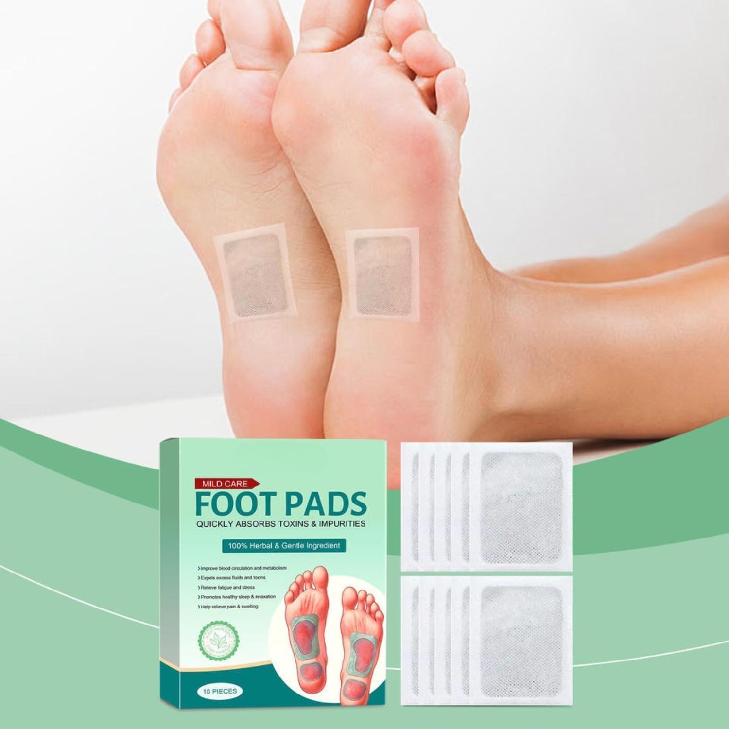 100% Herbal And Gentle Ingredient Detox Foot Pads, 20 Pieces